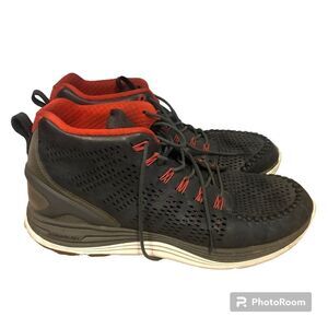 Nike Lunar Chenchukka Men's 13 Hi-Tops Sneakers Leather Gray/Red 553553 Vietnam